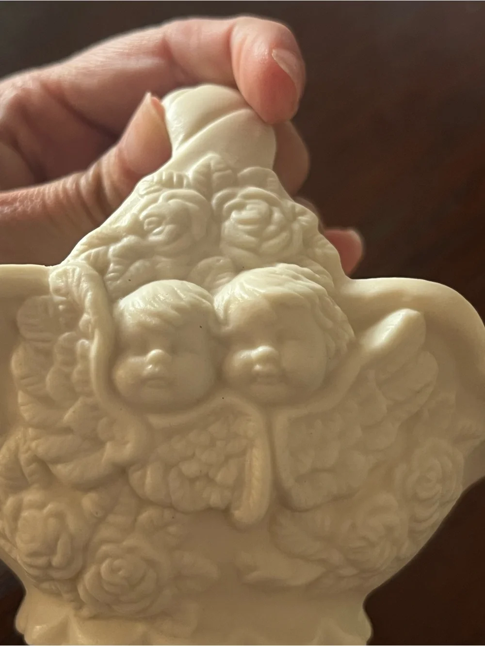 Classic Cream Cherub Floral Accent Figurine